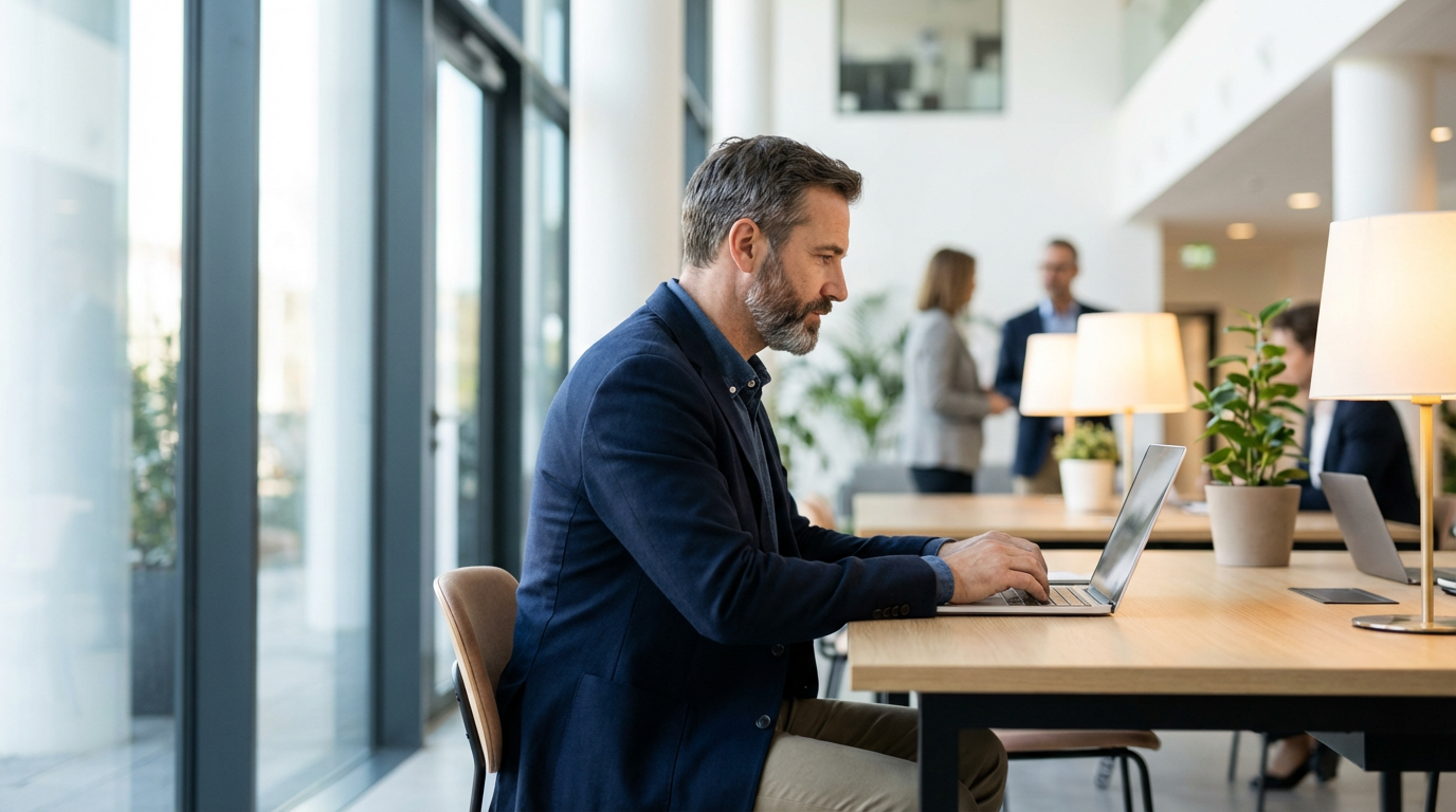 Professional working at desk